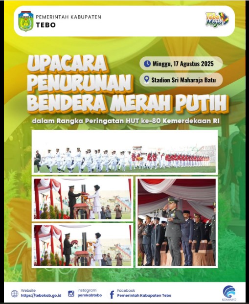 Upacara Penurunan Bendera Merah Putih HUT RI ke-80 di Kabupaten Tebo