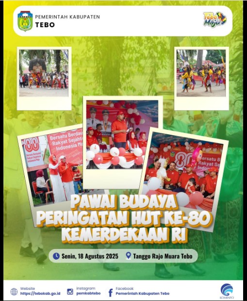 Pawai Budaya Meriahkan Peringatan HUT ke-80 RI di Kabupaten Tebo