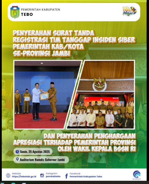 Bupati Tebo Ikuti Pengukuhan Tim Tanggap Siber di Rumah Dinas Gubernur Jambi