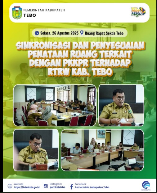 Rapat Sinkronisasi dan Penyesuaian Penataan Ruang Terkait PKKPR terhadap RTRW Kabupaten Tebo