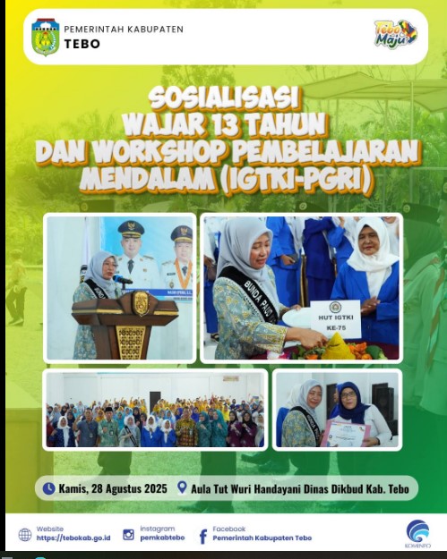 Bunda PAUD Kabupaten Tebo Buka Sosialisasi WAJAR 13 Tahun dan Workshop Pembelajaran Mendalam