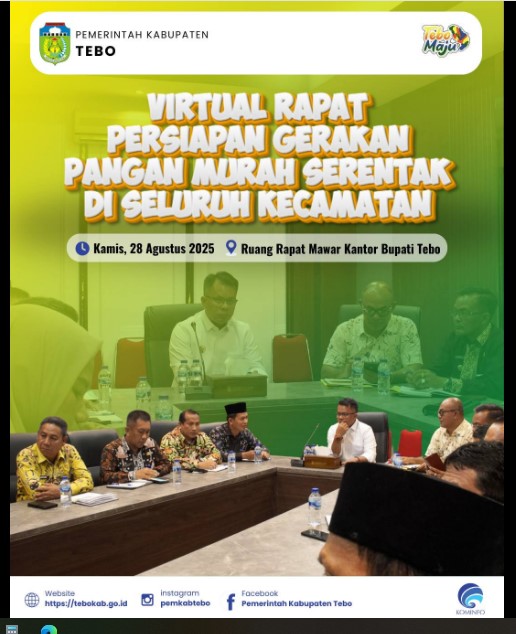 Pemkab Tebo Ikuti Virtual Rapat Persiapan Gerakan Pangan Murah Serentak