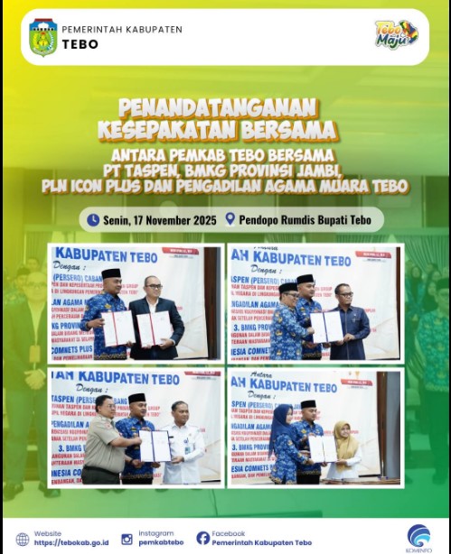 Penandatanganan Sejumlah Nota Kesepakatan & Perjanjian Kerja SamaPemerintah Kabupaten Tebo