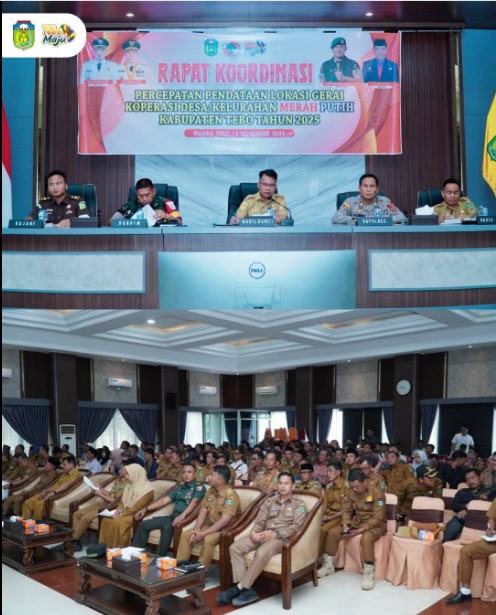 Wakil Bupati Tebo Pimpin Rakor Percepatan Pendataan Lokasi Gerai Koperasi Desa/Kelurahan Merah Putih