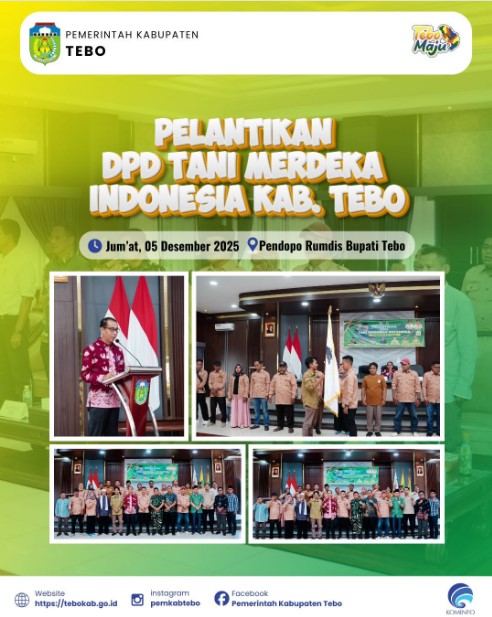 Asisten III Setda Tebo Lantik DPD Tani Merdeka Indonesia Kabupaten Tebo