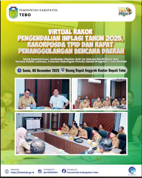 Wakil Bupati Tebo Ikuti Rakor Virtual Pengendalian Inflasi Tahun 2025
