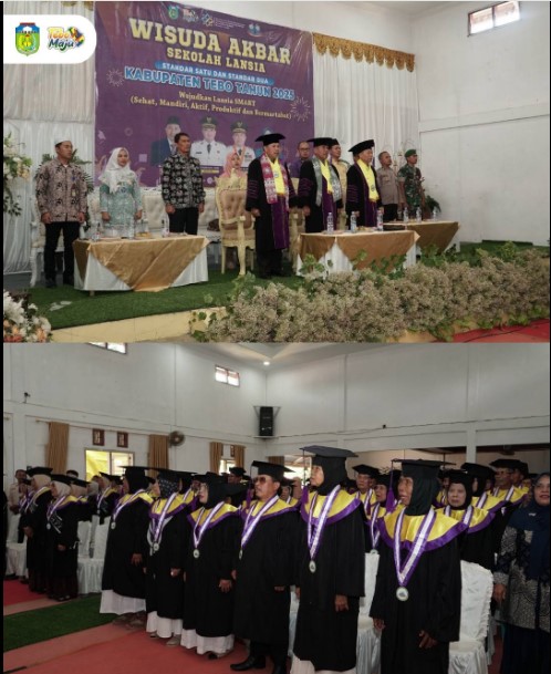 Wisuda Peserta Sekolah Lansia Kabupaten Tebo Strata Satu (S1) dan Strata Dua (S2)
