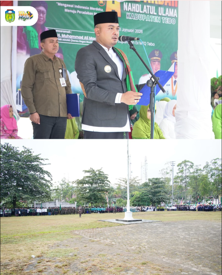 Bupati Tebo Hadiri Apel Akbar dan Kirab Harlah NU ke-100 Masehi PCNU Kabupaten Tebo