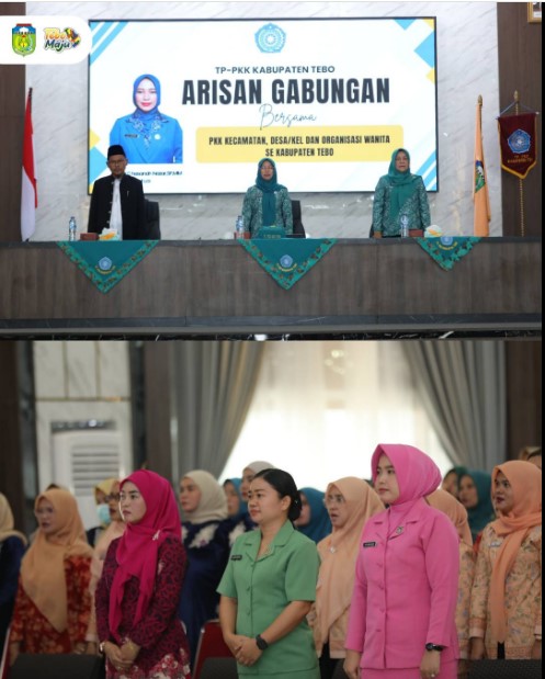 Ketua Tim Penggerak PKK Kabupaten Tebo, Ibu Nur Chasanah Nazar, S.P., M.M., memimpin kegiatan Arisan Rutin PKK.