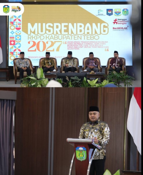 Bupati Tebo Agus Rubiyanto, S.E., M.M. menghadiri Musrenbang RKPD Kabupaten Tebo Tahun 2027