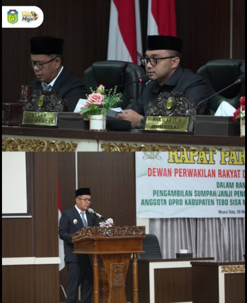 Wakil Bupati Tebo Hadiri Rapurna DPRD Pengambilan Sumpah/Janji PAW Anggota DPRD Kabupaten Tebo