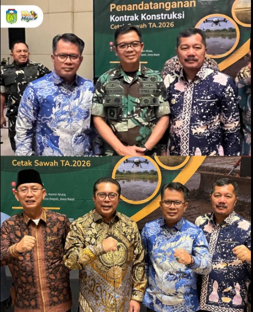 Wabup Tebo Hadiri Penandatanganan MoU dan Kontrak Konstruksi Cetak Sawah TA 2026