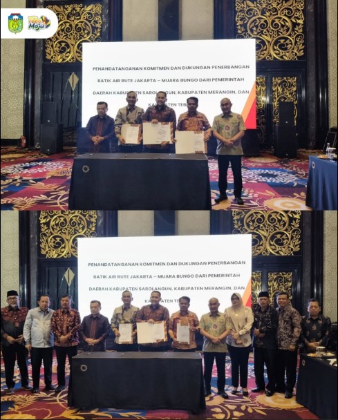 Wabup Tebo Hadiri Penandatanganan Komitmen Dukungan Penerbangan Batik Air Rute Muara Bungo–Jakarta