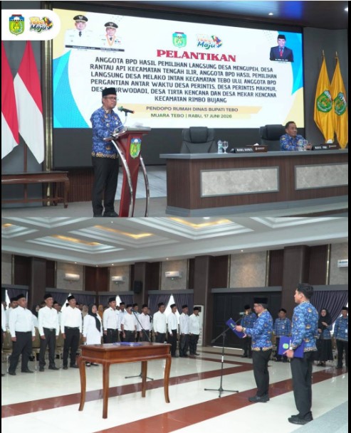 Wabup Tebo Lantik Anggota BPD Hasil Pemilihan Langsung dan PAW Tahun 2026