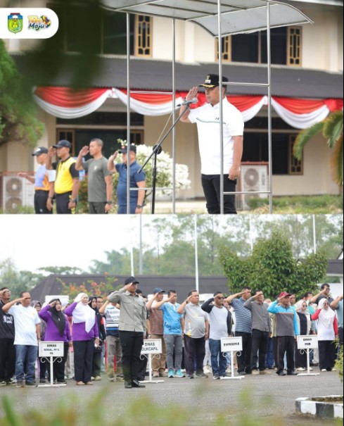 Wabup Tebo Pimpin Apel Persiapan Pembagian dan Pemasangan Bendera Merah Putih Tahun 2026