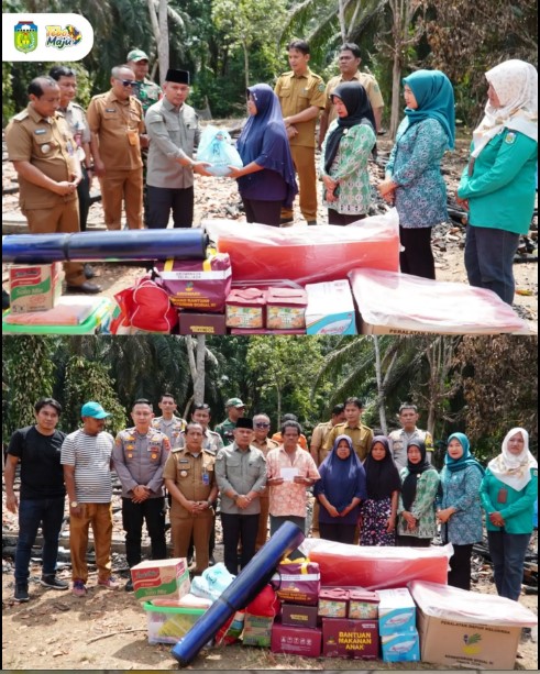 Wabup dan Ketua TP PKK Tebo Serahkan Bantuan untuk Korban Kebakaran Rumah